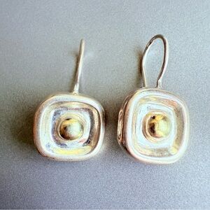 Silpada Sterling Silver Square Brass Dot Dangle Hook Earrings W0326